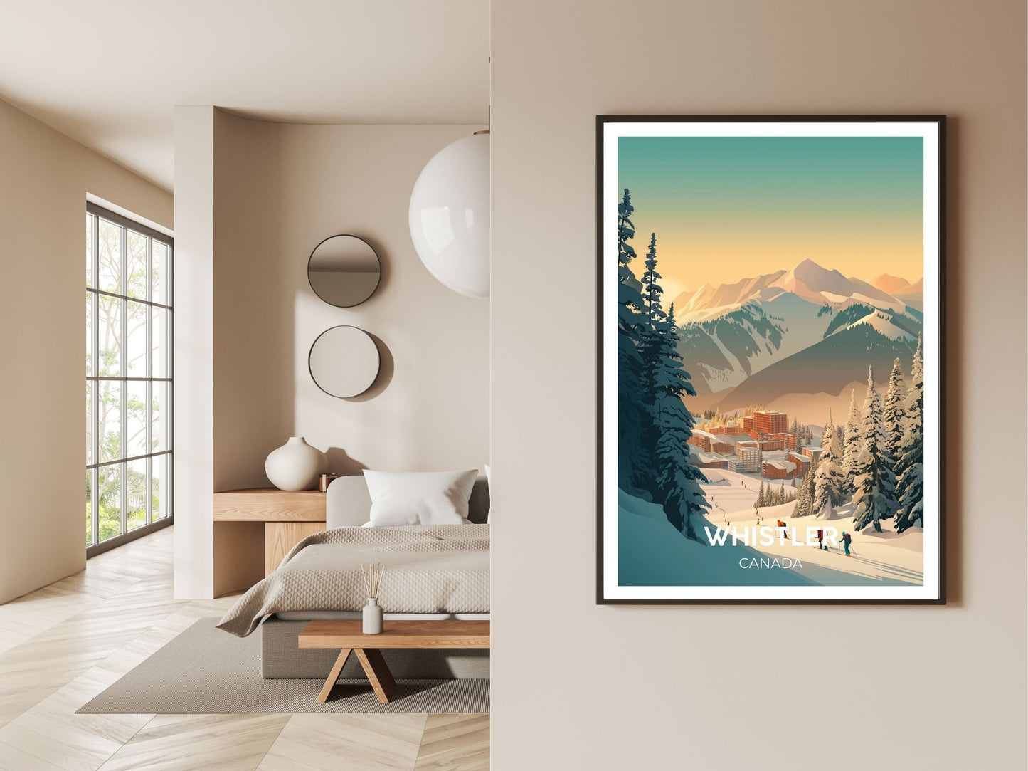 Gallery wall display of Whistler Canada travel poster – Atlas Prints