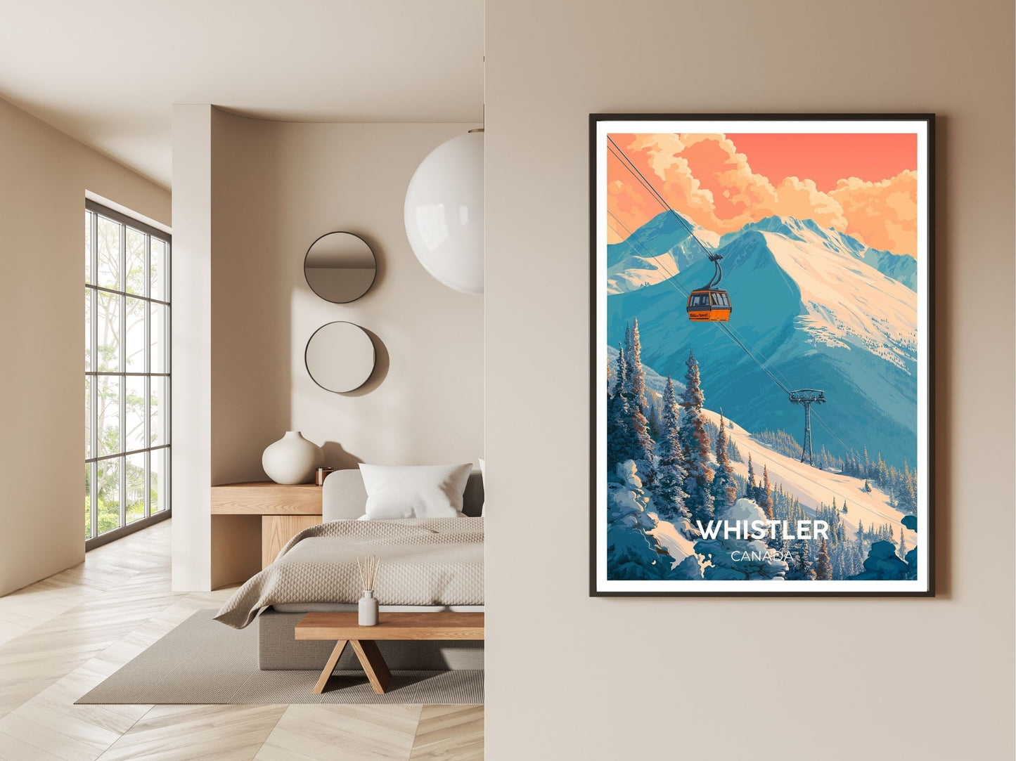 Gallery wall display of Whistler Canada travel poster – Atlas Prints