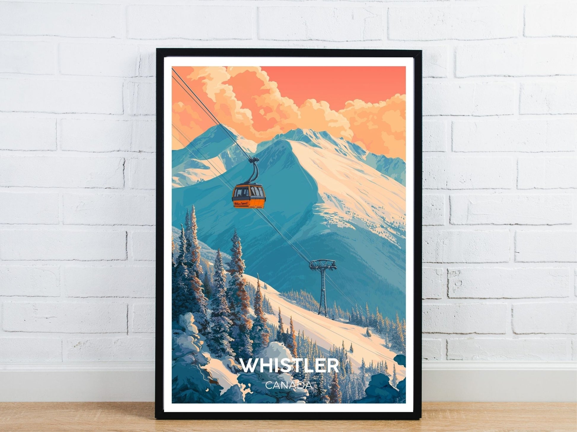 Minimal Whistler Canada travel art poster – Atlas Prints
