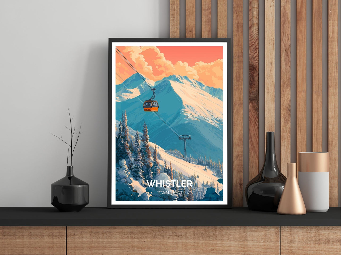 Close-up of Whistler Canada travel poster matte texture – Atlas Prints