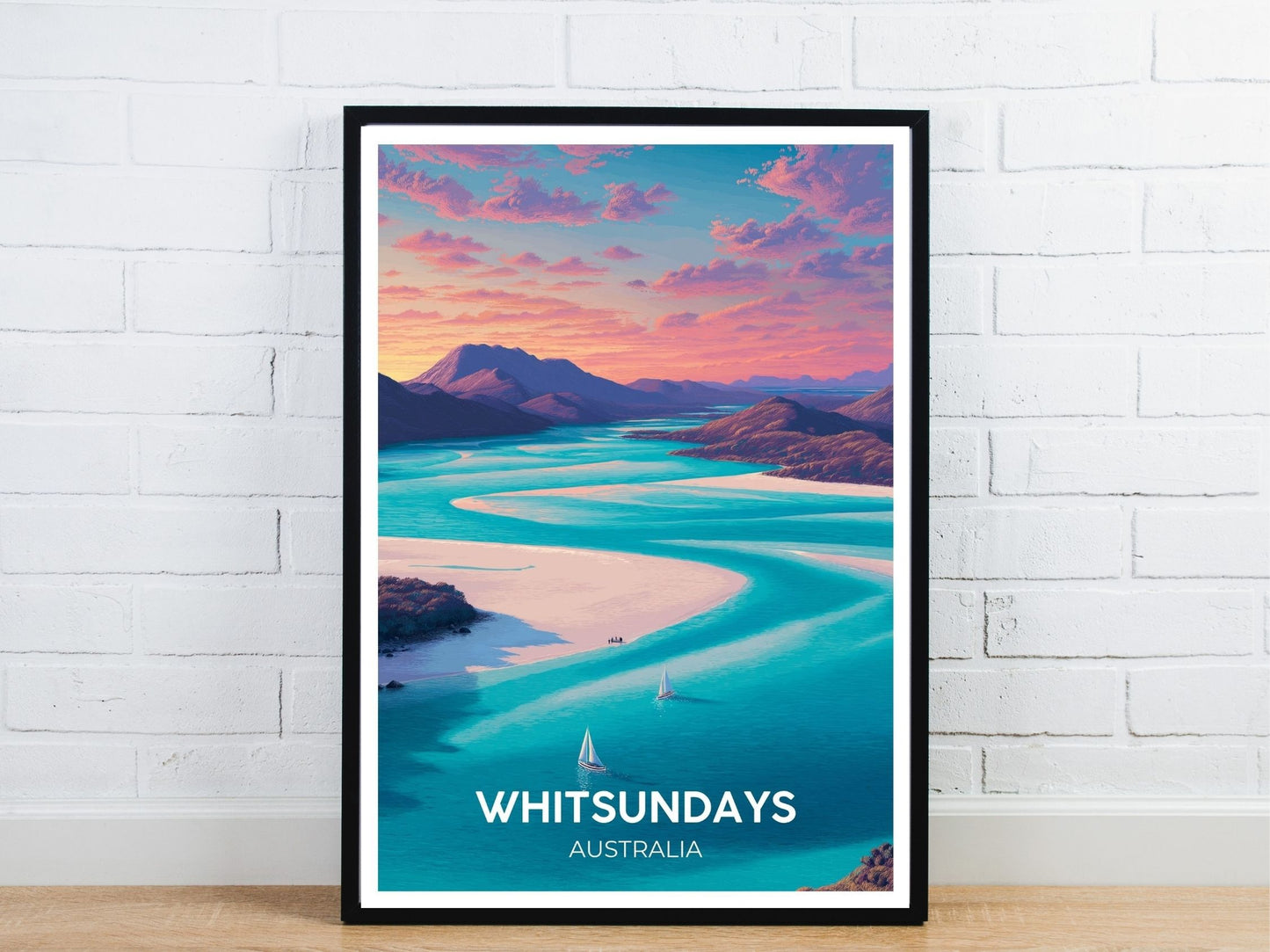 Minimal Whitsundays travel art poster – Atlas Prints