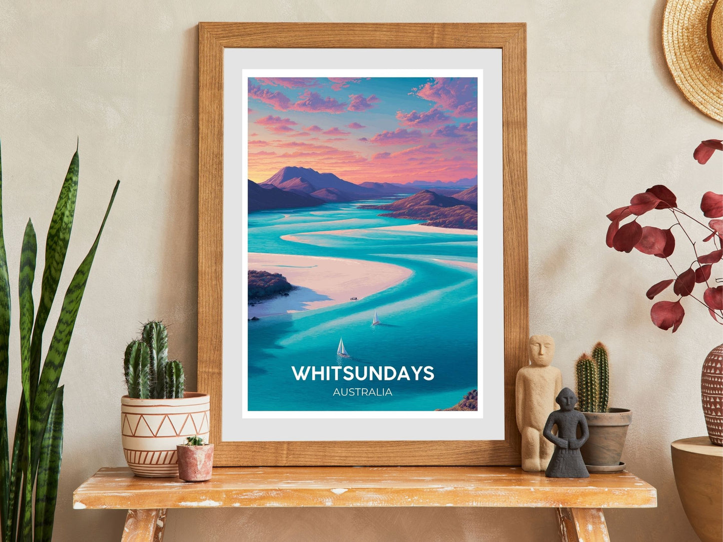 Close-up of Whitsundays travel poster matte texture – Atlas Prints