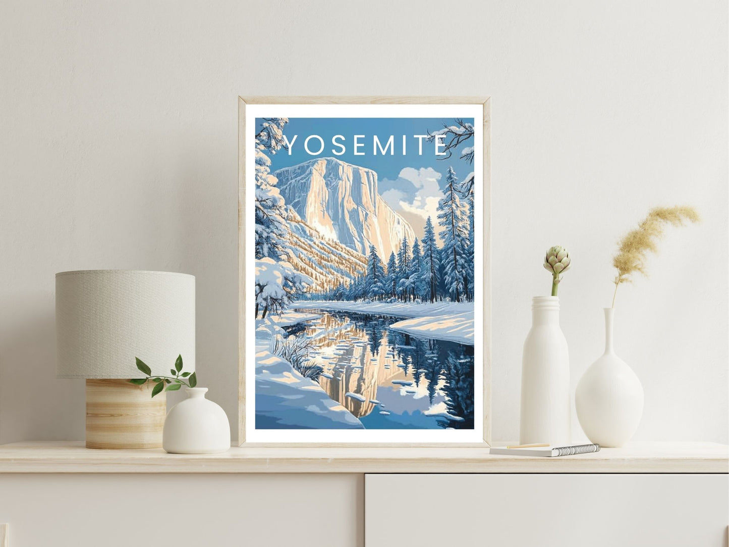 Yosemite National Park wall art print displayed in bedroom – Atlas Prints