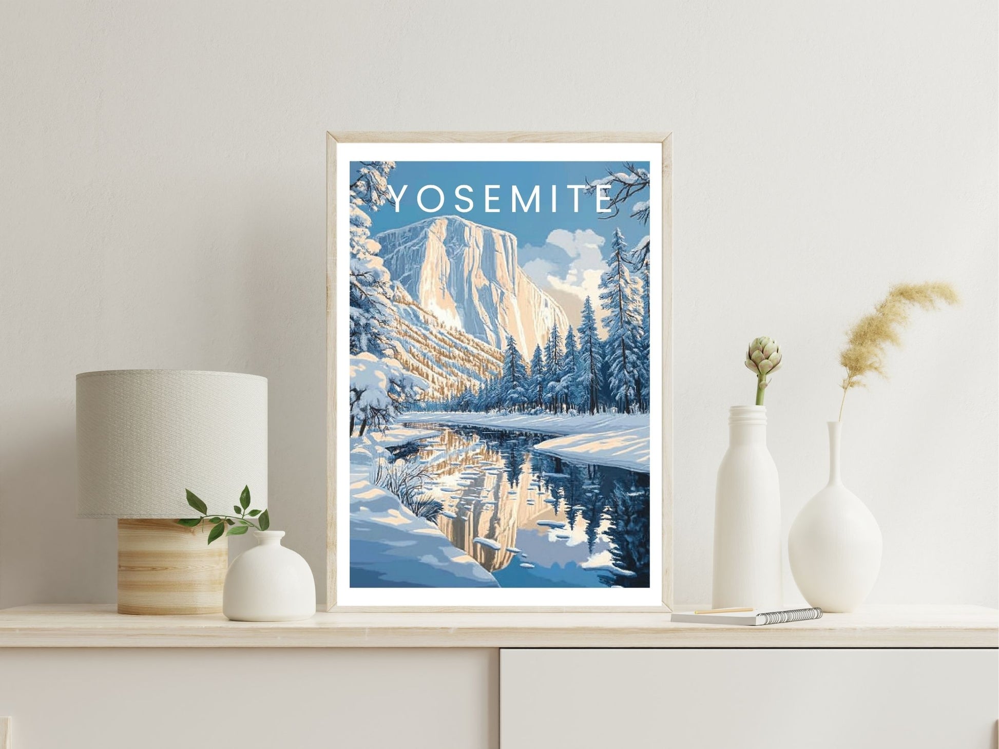 Yosemite National Park wall art print displayed in bedroom – Atlas Prints