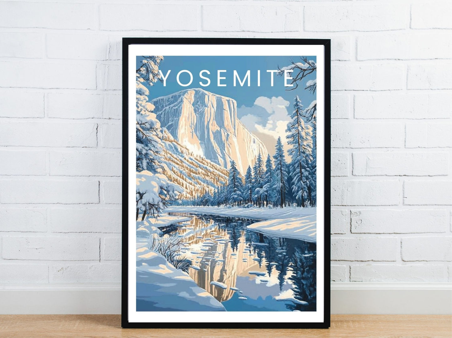 Minimal Yosemite National Park travel art poster – Atlas Prints