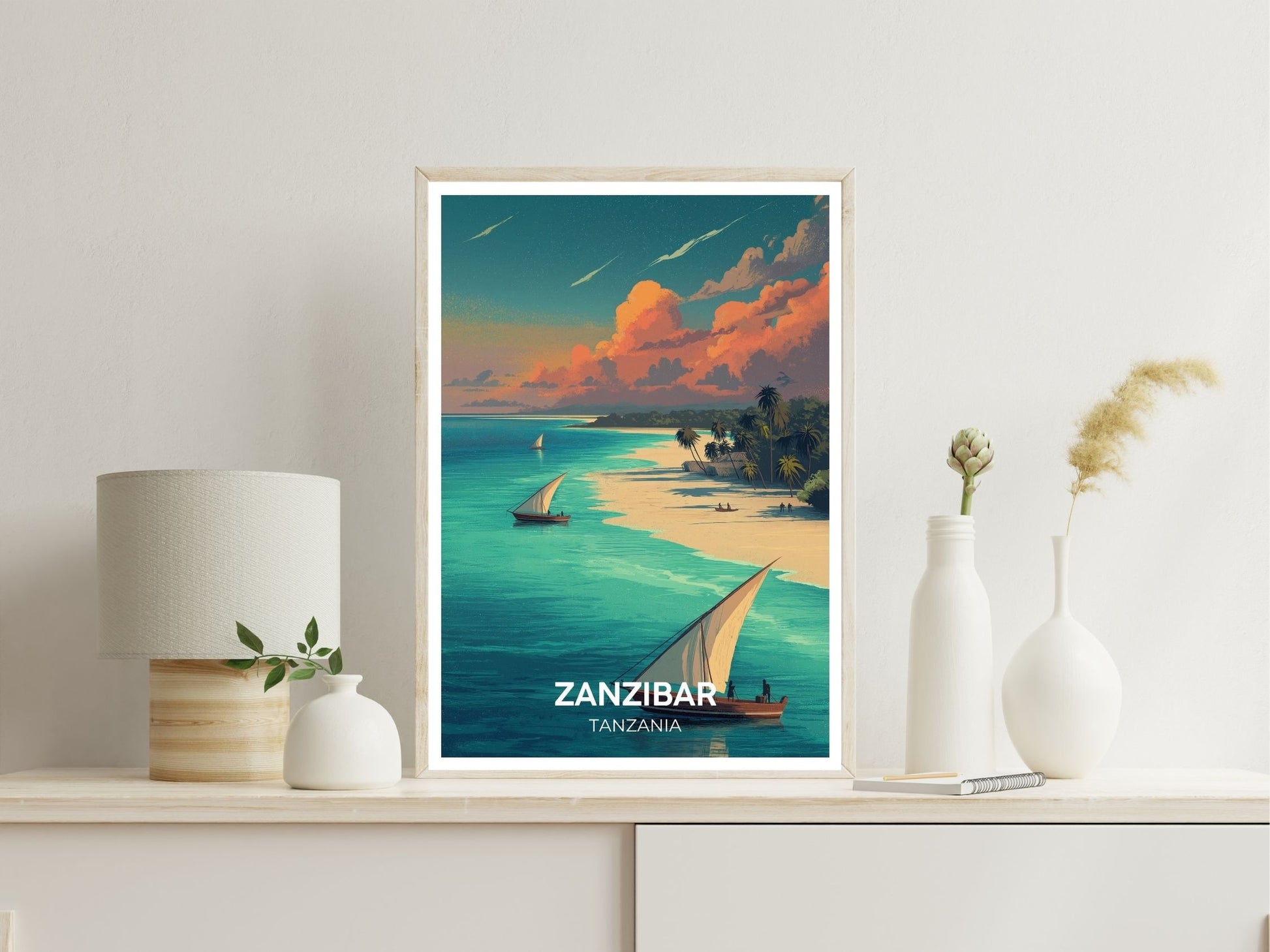 Zanzibar wall art print displayed in bedroom – Atlas Prints