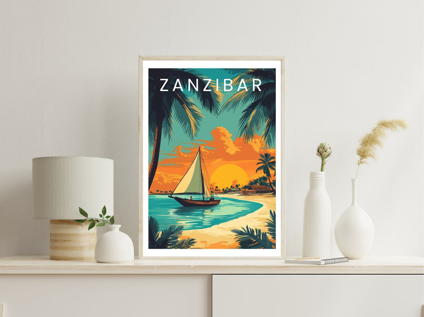 Zanzibar Tanzania wall art print displayed in bedroom – Atlas Prints