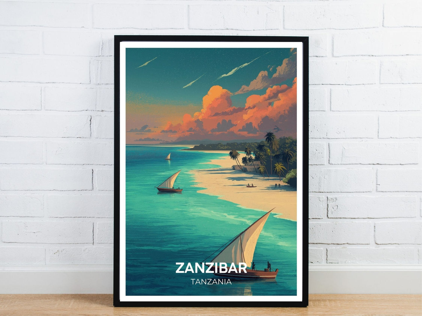 Minimal Zanzibar travel art poster – Atlas Prints