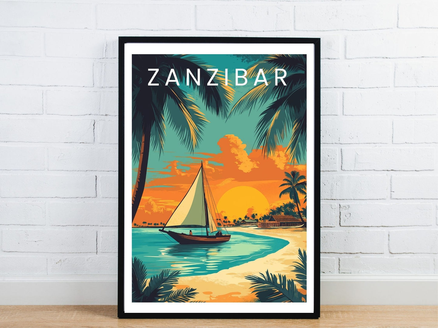 Minimal Zanzibar Tanzania travel art poster – Atlas Prints
