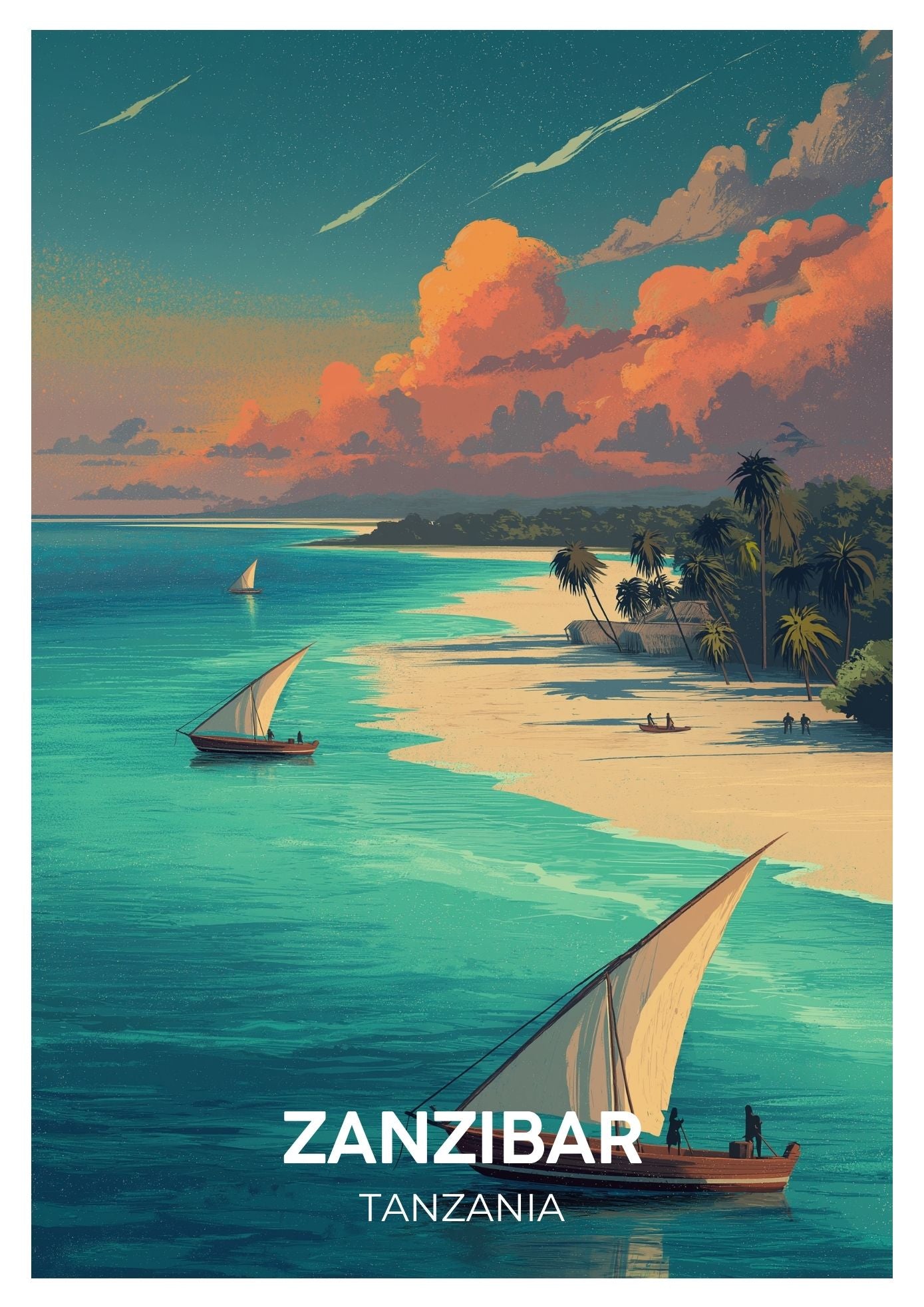 Vintage Zanzibar  travel poster wall art print – Atlas Prints