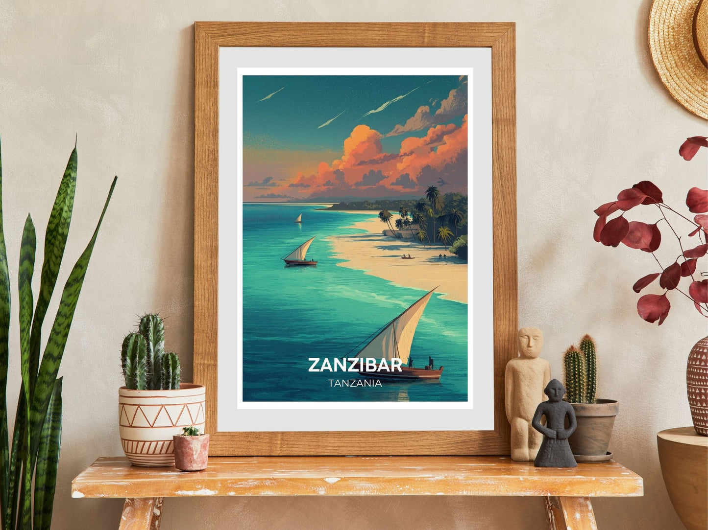 Close-up of Zanzibar travel poster matte texture – Atlas Prints