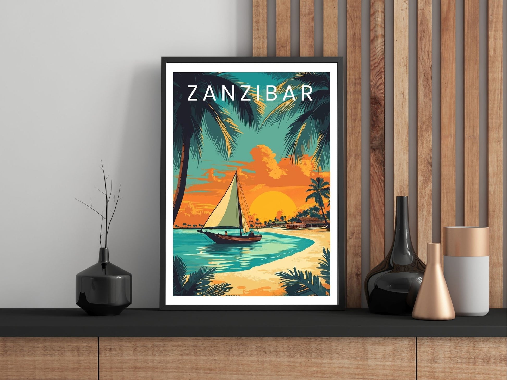 Close-up of Zanzibar Tanzania travel poster matte texture – Atlas Prints